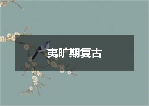 夷旷期复古