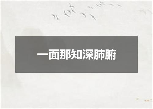 一面那知深肺腑