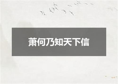 萧何乃知天下信