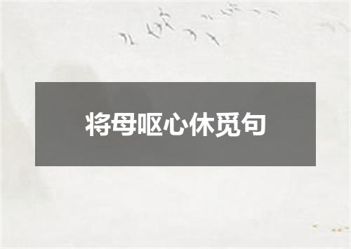 将母呕心休觅句