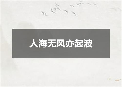 人海无风亦起波