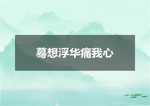 蓦想浮华痛我心