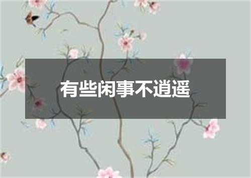 有些闲事不逍遥