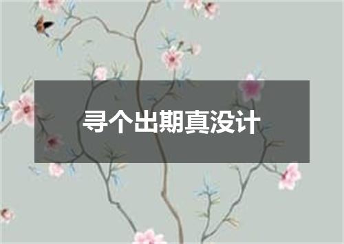 寻个出期真没计