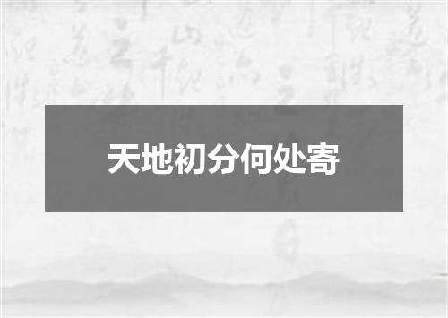 天地初分何处寄
