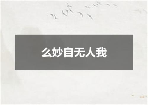 么妙自无人我