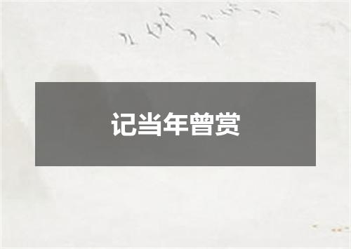 记当年曾赏