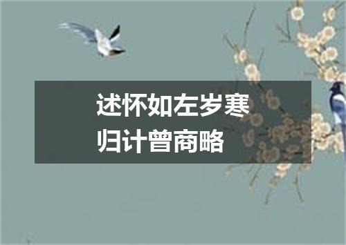 述怀如左岁寒归计曾商略