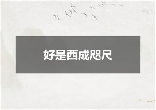 好是西成咫尺
