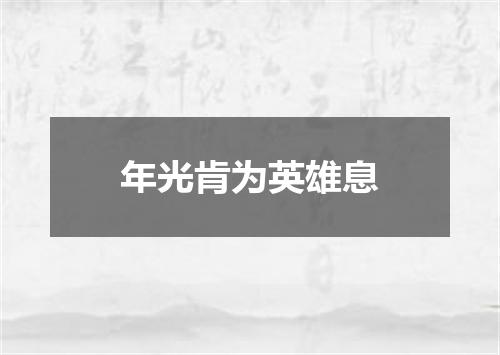年光肯为英雄息