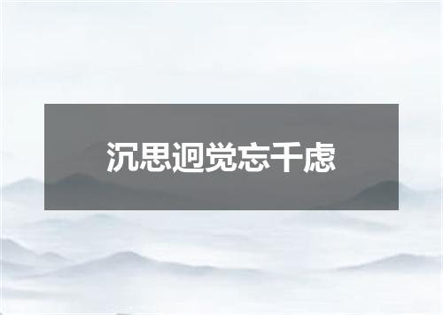 沉思迥觉忘千虑