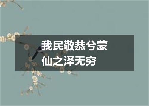 我民敬恭兮蒙仙之泽无穷