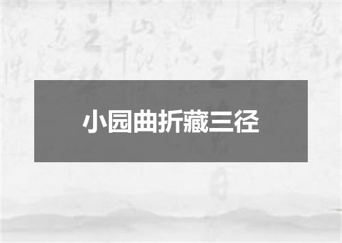 小园曲折藏三径