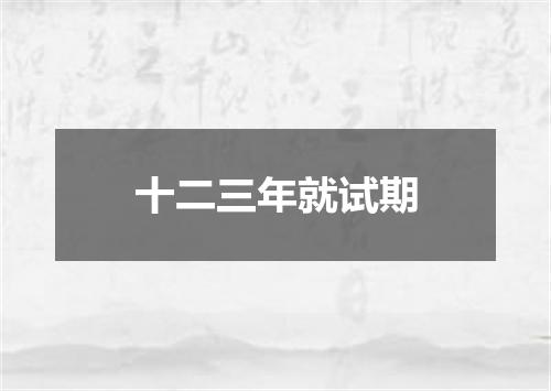 十二三年就试期