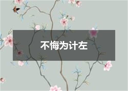 不悔为计左