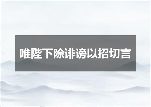 唯陛下除诽谤以招切言