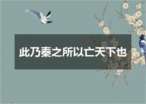 此乃秦之所以亡天下也