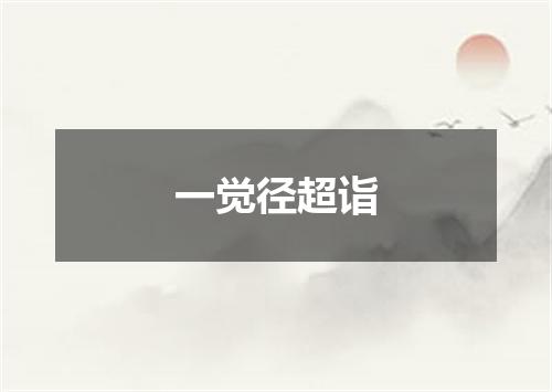 一觉径超诣
