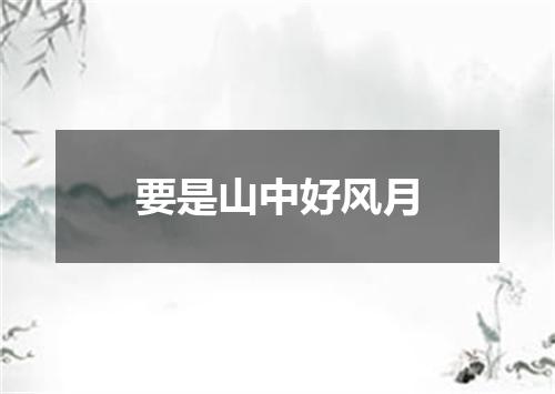 要是山中好风月