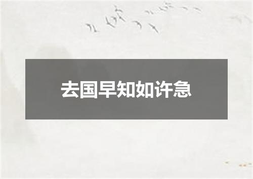 去国早知如许急