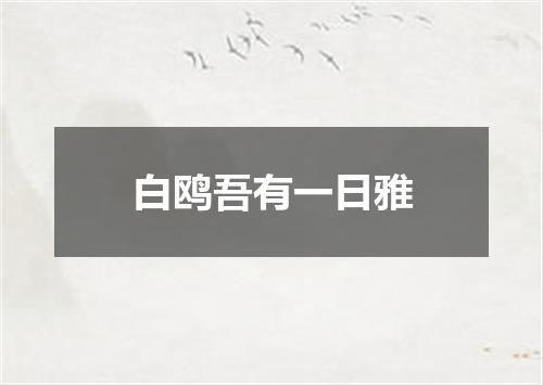 白鸥吾有一日雅