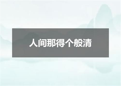 人间那得个般清