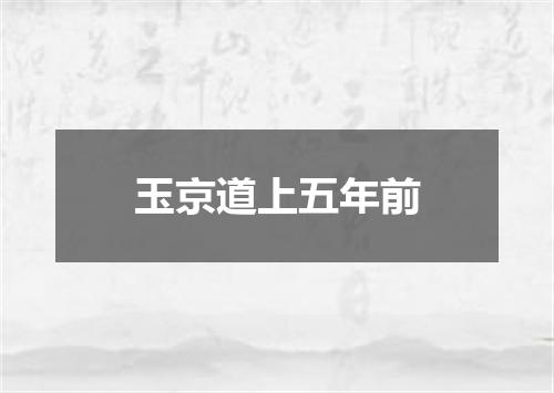 玉京道上五年前