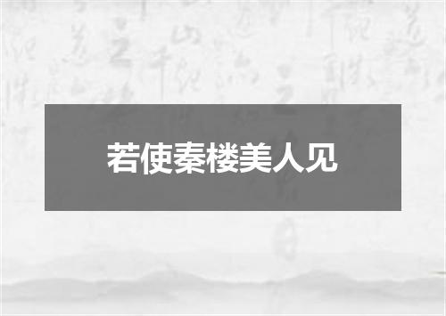 若使秦楼美人见
