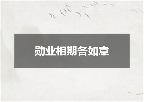 勋业相期各如意