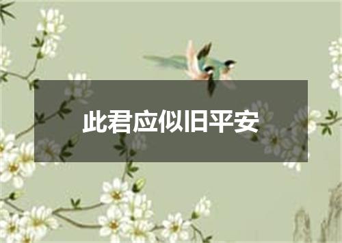此君应似旧平安