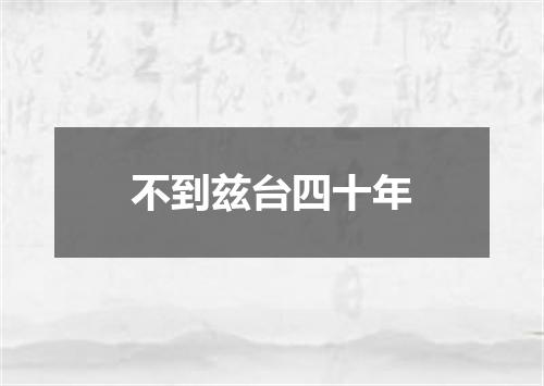 不到兹台四十年