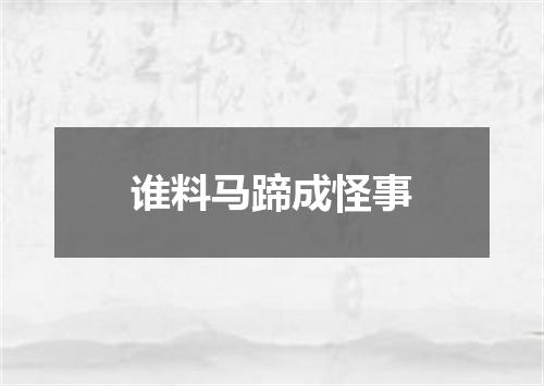 谁料马蹄成怪事