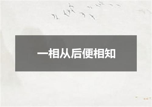 一相从后便相知