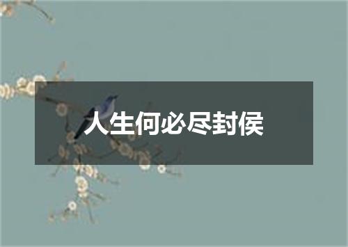 人生何必尽封侯