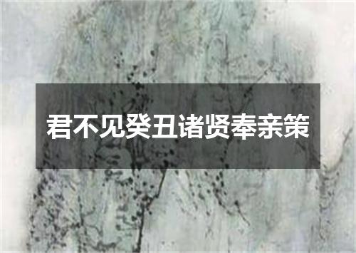 君不见癸丑诸贤奉亲策