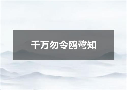 千万勿令鸥鹭知