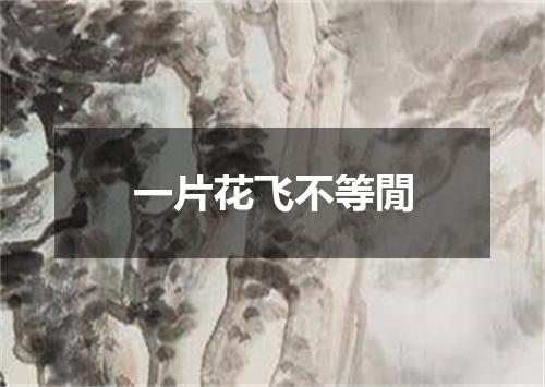 一片花飞不等閒
