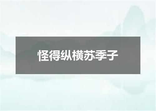 怪得纵横苏季子