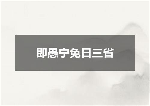 即愚宁免日三省