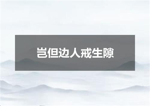 岂但边人戒生隙