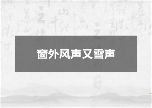 窗外风声又雪声