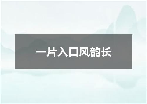 一片入口风韵长