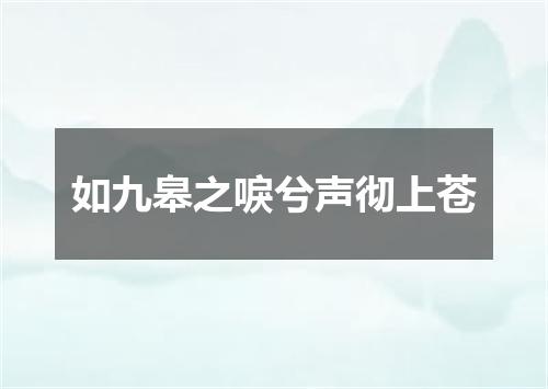 如九皋之唳兮声彻上苍