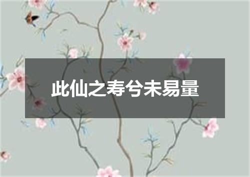 此仙之寿兮未易量