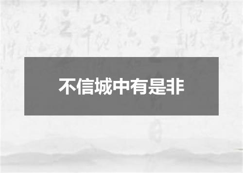 不信城中有是非