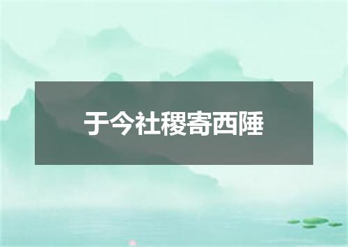 于今社稷寄西陲