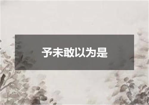 予未敢以为是