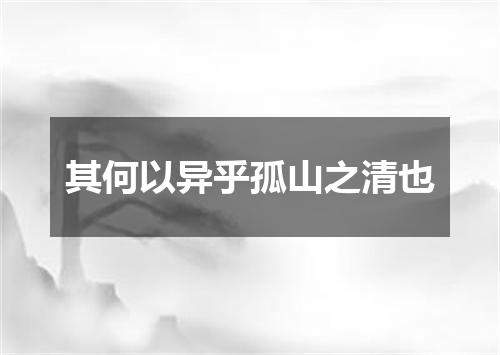 其何以异乎孤山之清也