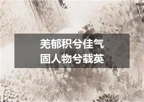 羌郁积兮佳气固人物兮载英