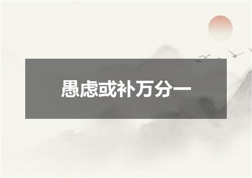 愚虑或补万分一